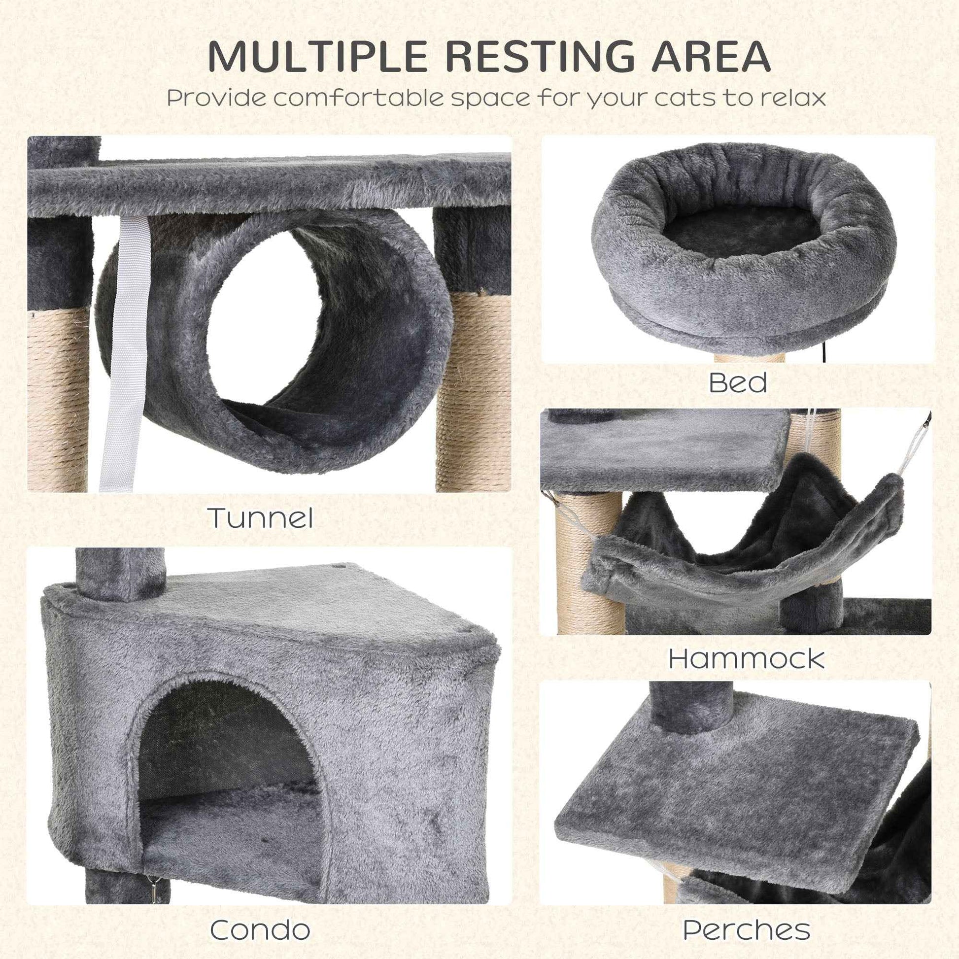 Cat Tree Condo for Kittens - Multi-Level 150CM Activity Stand with Toys and Scratching Posts