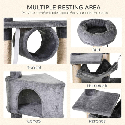 Cat Tree Condo for Kittens - Multi-Level 150CM Activity Stand with Toys and Scratching Posts