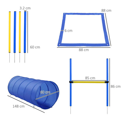 Adjustable Pet Agility Training Set in Blue/Yellow for Enhanced Pet Skills