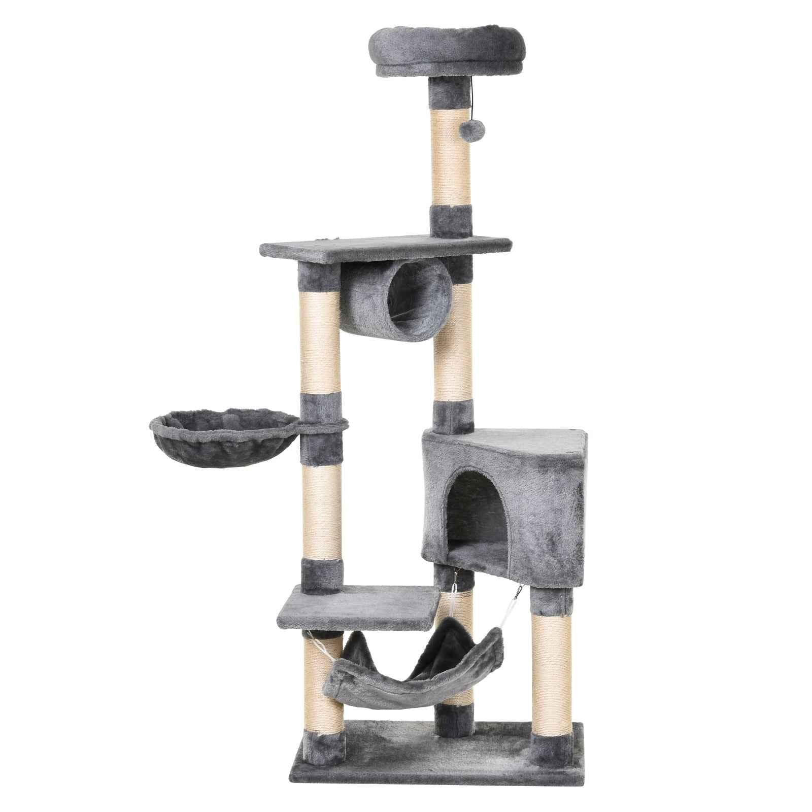 Cat Tree Condo for Kittens - Multi-Level 150CM Activity Stand with Toys and Scratching Posts
