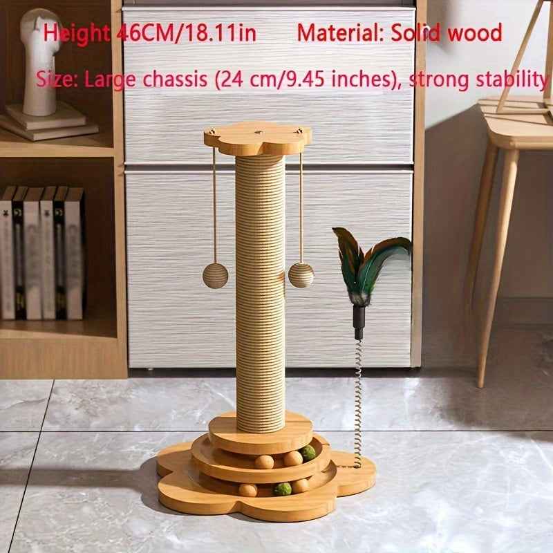 Interactive Cat Scratcher With Rotating Platform - Durable Velvet Rope Surrounded Scratcher With Ball, Suitable For Kittens And Adult Cats, Multi-layer Design With Hanging Toys, Pet Accessories, Cat P