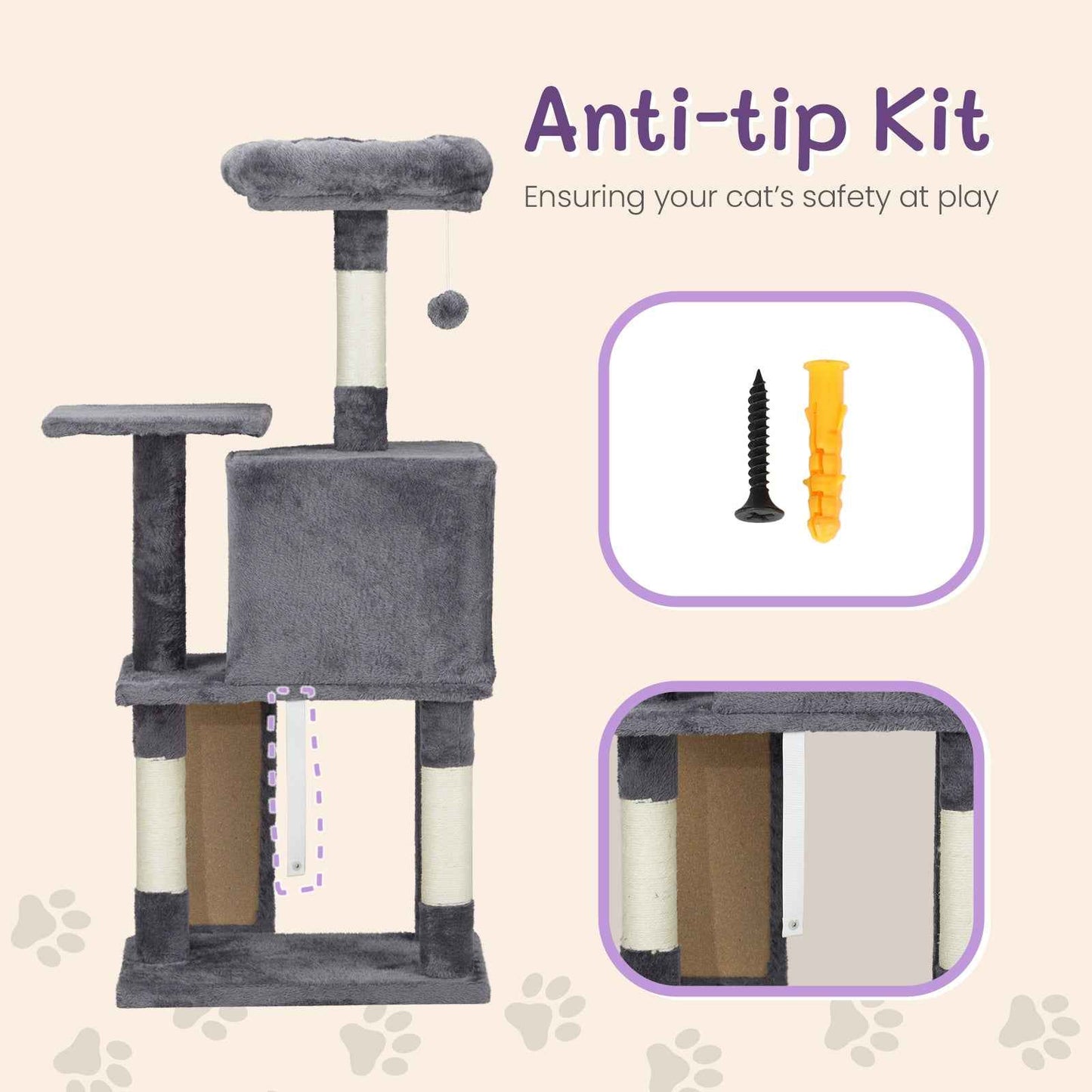 Dark Grey Cat Scratcher - Trapezoidal Cat House and Climbing Frame