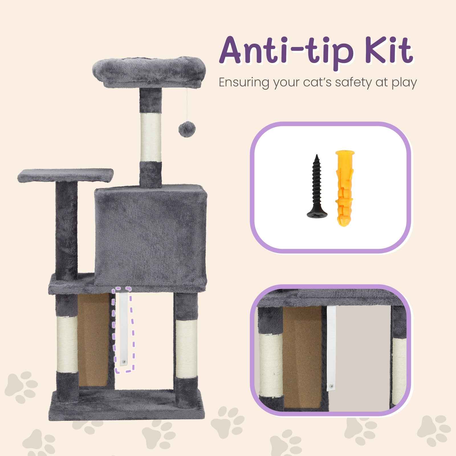 Dark Grey Cat Scratcher - Trapezoidal Cat House and Climbing Frame
