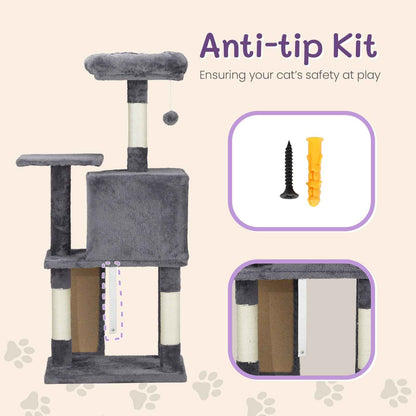 Dark Grey Cat Scratcher - Trapezoidal Cat House and Climbing Frame