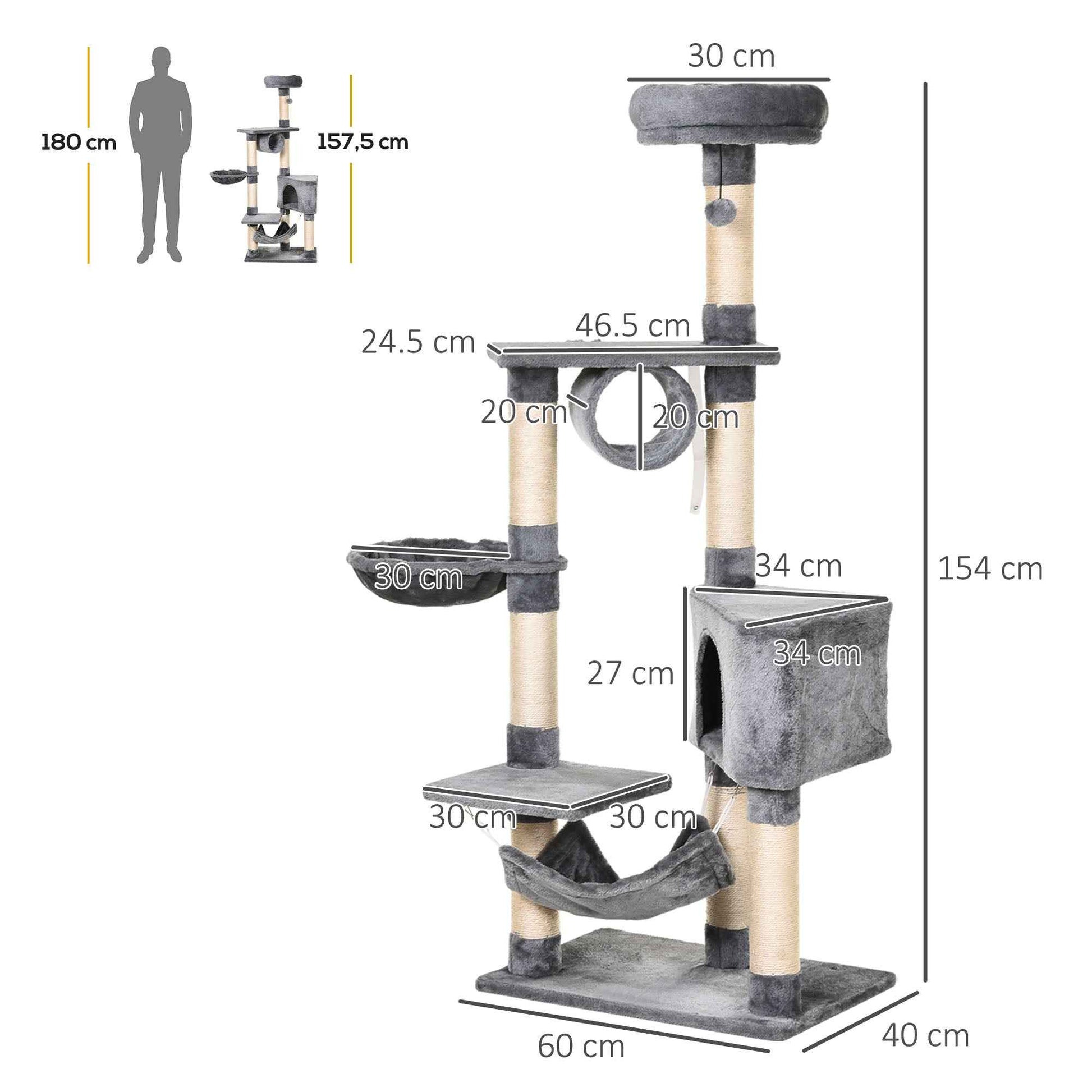 Cat Tree Condo for Kittens - Multi-Level 150CM Activity Stand with Toys and Scratching Posts