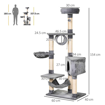 Cat Tree Condo for Kittens - Multi-Level 150CM Activity Stand with Toys and Scratching Posts
