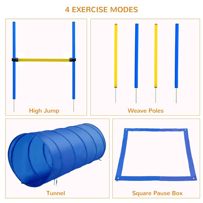 Adjustable Pet Agility Training Set in Blue/Yellow for Enhanced Pet Skills