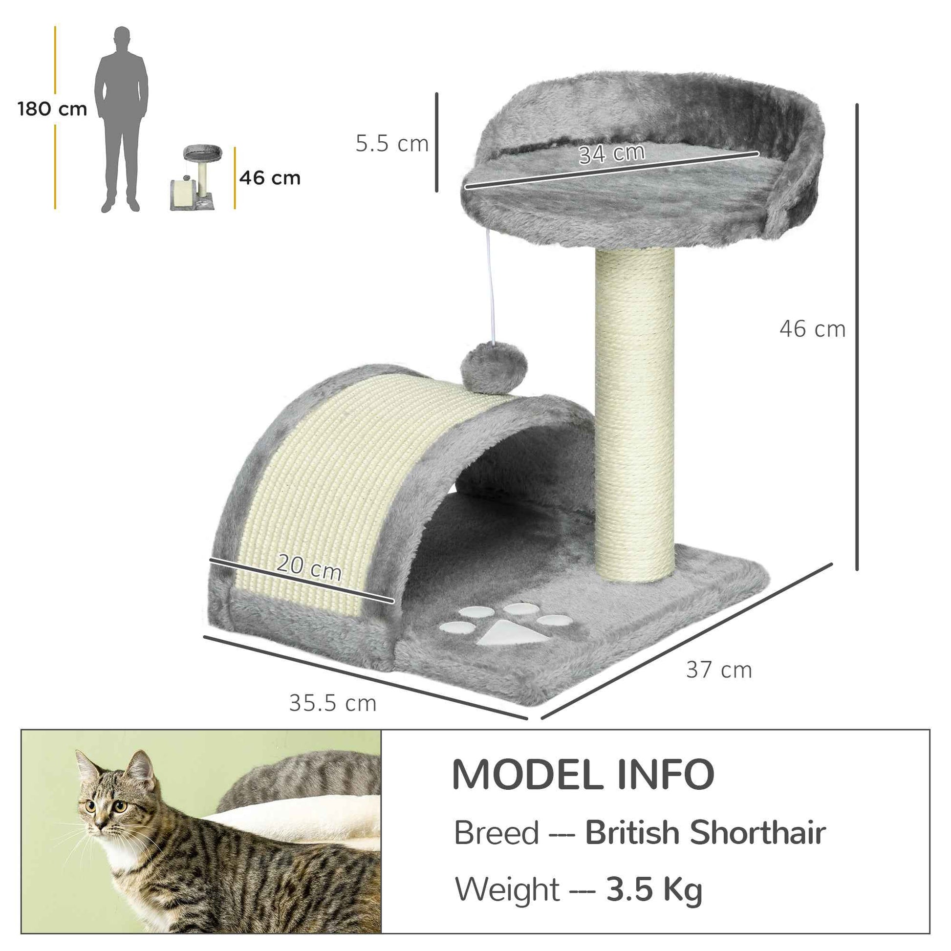 Cat Scratching Post -  Cat Tree Scratching Kitten Activity Centre Climber Hanging Ball, Scratch Post for Indoor Cats, Grey