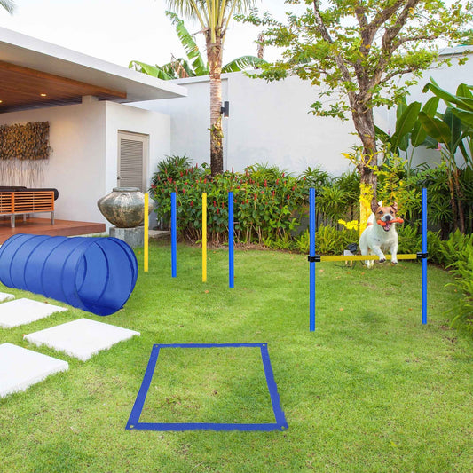 Adjustable Pet Agility Training Set in Blue/Yellow for Enhanced Pet Skills