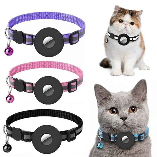Reflective Waterproof Airtag Collar for Dogs and Cats - Durable Nylon Holder for Airtag Protection