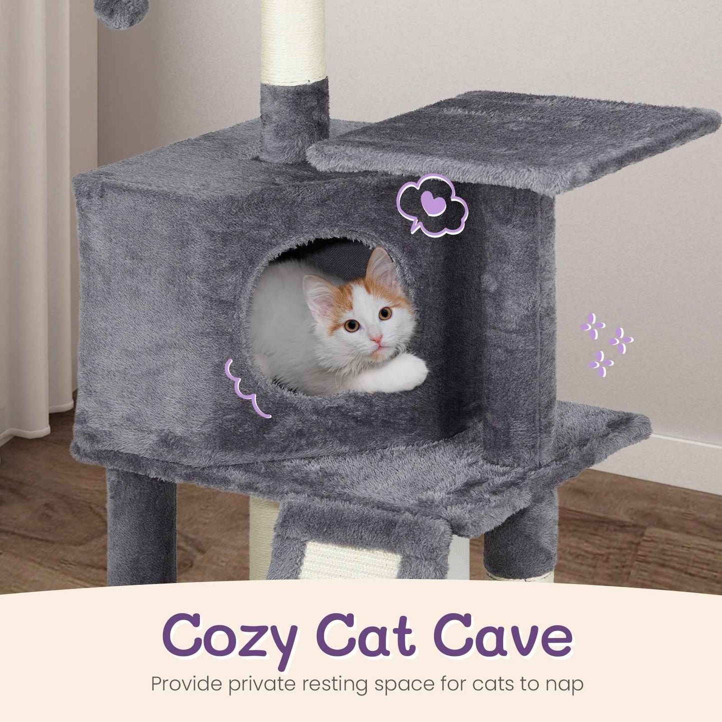 Dark Grey Cat Scratcher - Trapezoidal Cat House and Climbing Frame