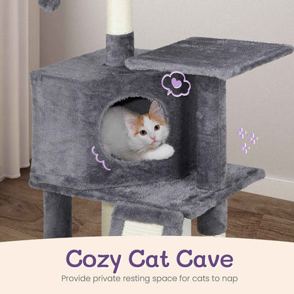 Dark Grey Cat Scratcher - Trapezoidal Cat House and Climbing Frame