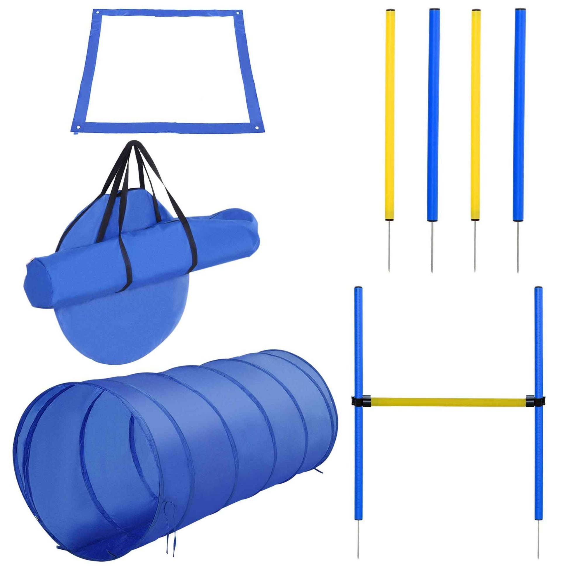 Adjustable Pet Agility Training Set in Blue/Yellow for Enhanced Pet Skills
