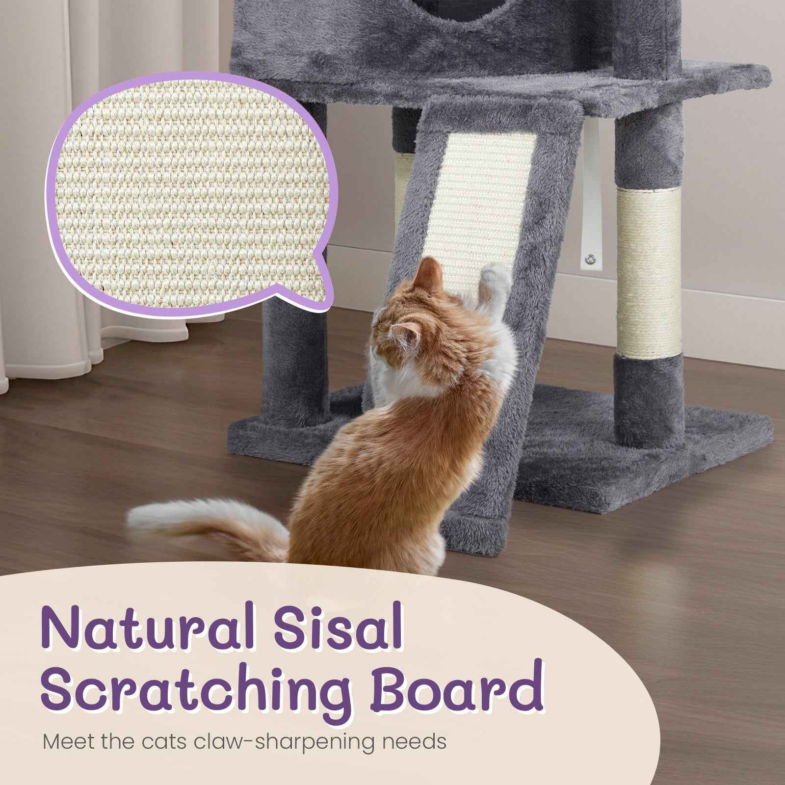Dark Grey Cat Scratcher - Trapezoidal Cat House and Climbing Frame
